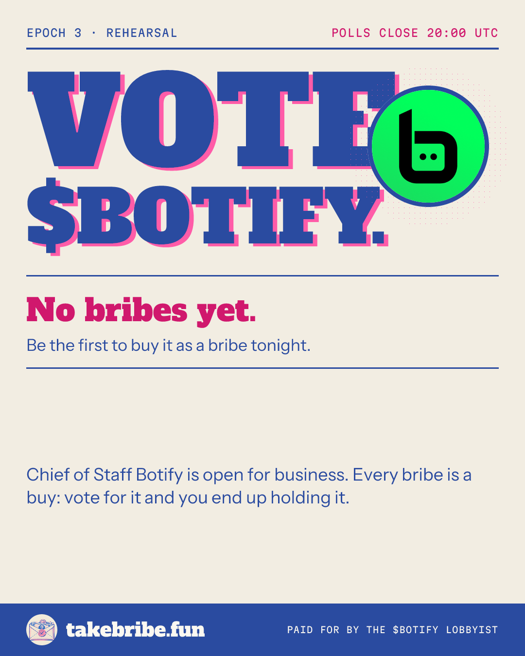 Campaign poster: vote $BOTIFY