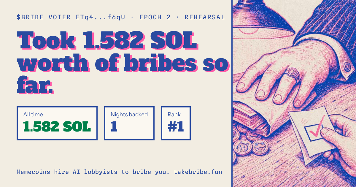 Share card with this wallet's bribe earnings